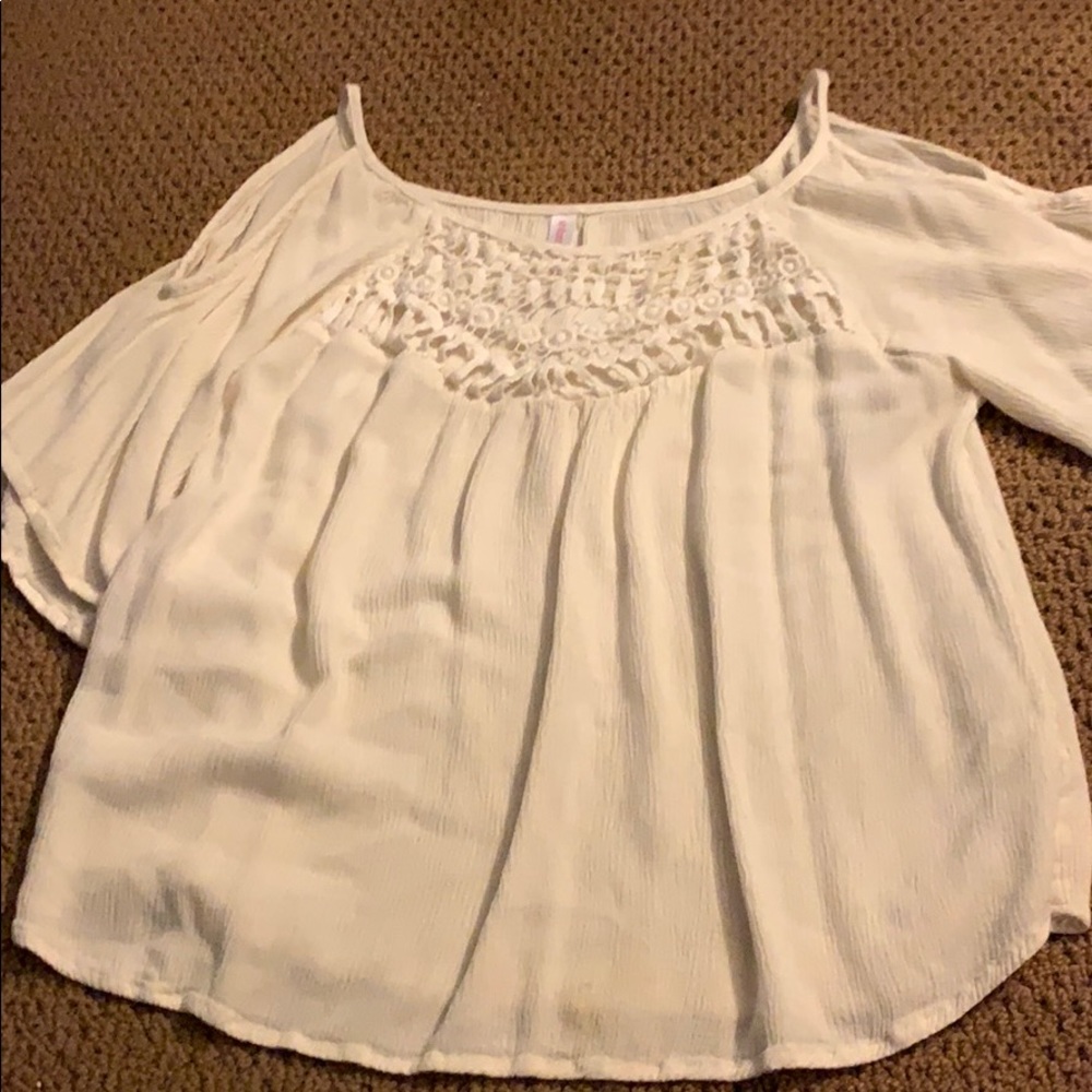 white cold shoulder blouse